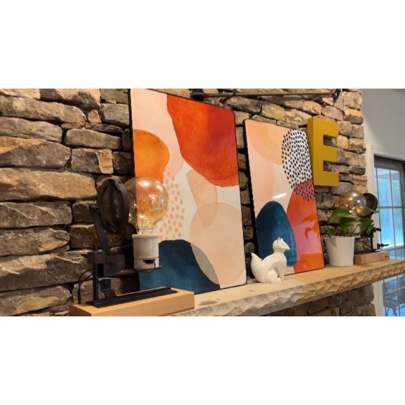 SERIMINO 거실을 위한 액자 추상 벽 예술 Boho 벽 장식 네이비 블루 오렌지 테라코타 그림 침실 욕실 주방 그림을 위한 현대 노르딕 미니멀리스트 작품 홈 장식