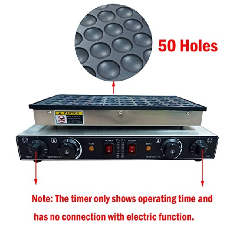 50홀 네덜란드 팬케이크 메이커, 붙지 않는 도라야키 메이커, 상업용 전기 미니 팬케이크 철 머핀 기계 - 베이커리 홈 주방 레스토랑 스낵바(미국 플러그 110V)
