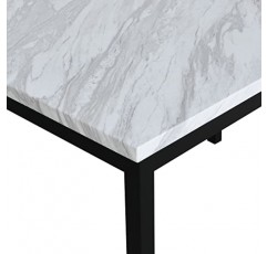 Roundhill Furniture Noyes 적층 인조 대리석 상판이 있는 금속 식탁, 28.50 x 45.00 x 30.00인치, 미색