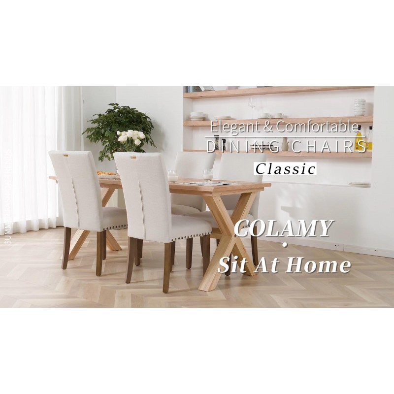 PU 가죽 다이닝 체어 4개 세트, 덮개를 씌운 파슨스 다이닝 룸 주방 사이드 체어(네일헤드 트림 및 나무 다리 포함) - 다크 브라운