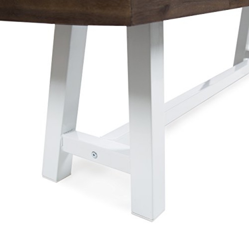 Cytheria 실내 농가 짙은 갈색 분사기 마감 흰색 소박한 금속 마감 프레임이 있는 아카시아 목재 식사 벤치