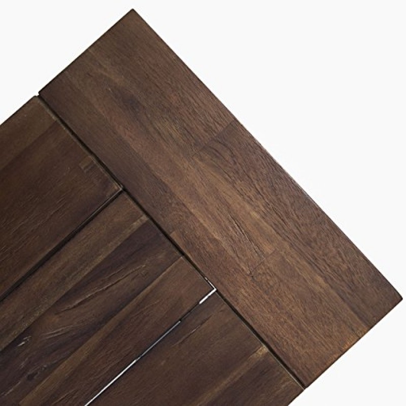 Cytheria 실내 농가 짙은 갈색 분사기 마감 흰색 소박한 금속 마감 프레임이 있는 아카시아 목재 식사 벤치