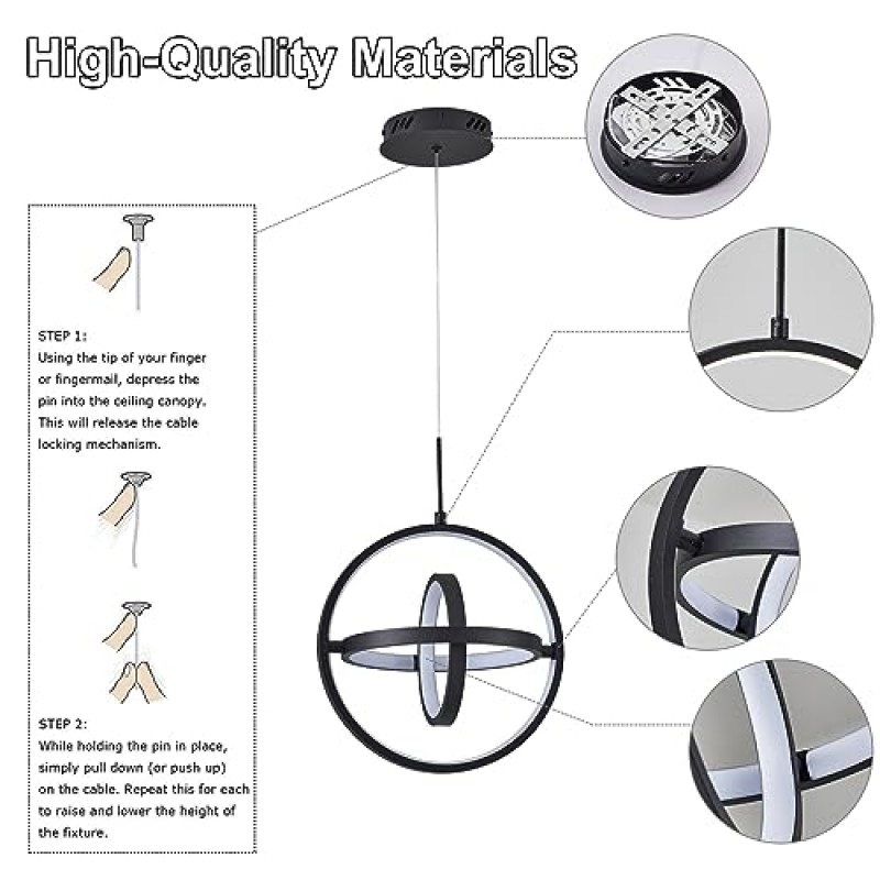 현대적인 LED 샹들리에 전등, 현대적인 링 26W 4000K LED 샹들리에, 주방 아일랜드, 다이닝 룸, 거실을 위한 12인치 미니 원형 기하학적 LED 펜던트 조명