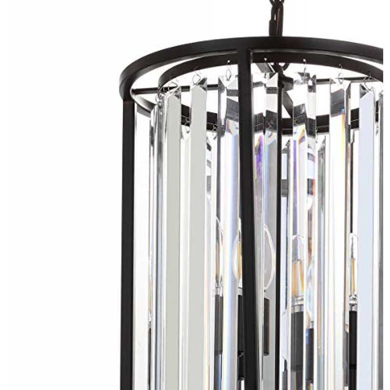 JONATHAN Y JYL9055A Bevin 12인치 금속/크리스탈 LED 펜던트, 현대식, 과도기적, 현대식, 사무실, 거실, 가족실, 식당, 주방, 복도, 현관, 기름칠한 청동