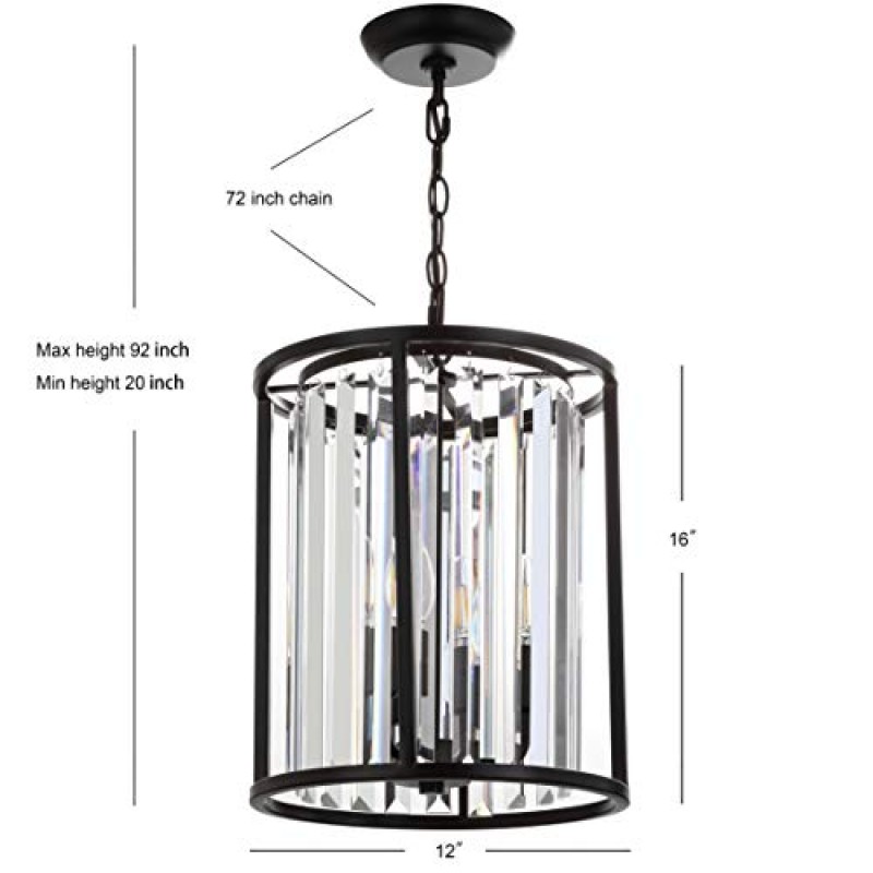 JONATHAN Y JYL9055A Bevin 12인치 금속/크리스탈 LED 펜던트, 현대식, 과도기적, 현대식, 사무실, 거실, 가족실, 식당, 주방, 복도, 현관, 기름칠한 청동