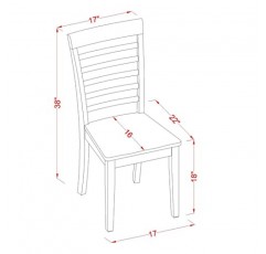 East West Furniture MLC-MAH-W 밀라노 주방 식사 사다리 등받이 원목 의자, 2개 세트, 마호가니