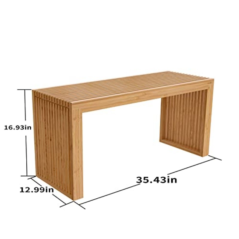 APRTAT 대나무 다이닝 벤치, 실내 수납 벤치 목재 | 주방 및 거실 가구 - 35.43L x 12.99W x 16.93H in