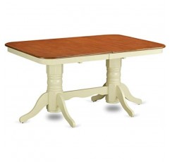 East West Furniture NAAV7-WHI-W 나폴레옹 7피스 세트는 나비 잎이 있는 직사각형 식탁과 주방 의자 6개, 40x78인치, 버터밀크 및 체리로 구성됩니다.