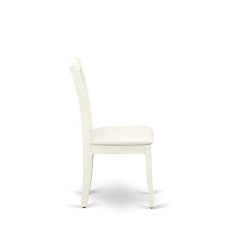 East West Furniture CLC-LWH-C Clarksville 주방 다이닝 체어 - 리넨 패브릭 덮개를 씌운 목재 의자, 2개 세트, 리넨 화이트