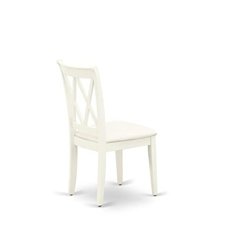 East West Furniture CLC-LWH-C Clarksville 주방 다이닝 체어 - 리넨 패브릭 덮개를 씌운 목재 의자, 2개 세트, 리넨 화이트