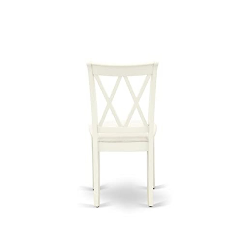 East West Furniture CLC-LWH-C Clarksville 주방 다이닝 체어 - 리넨 패브릭 덮개를 씌운 목재 의자, 2개 세트, 리넨 화이트