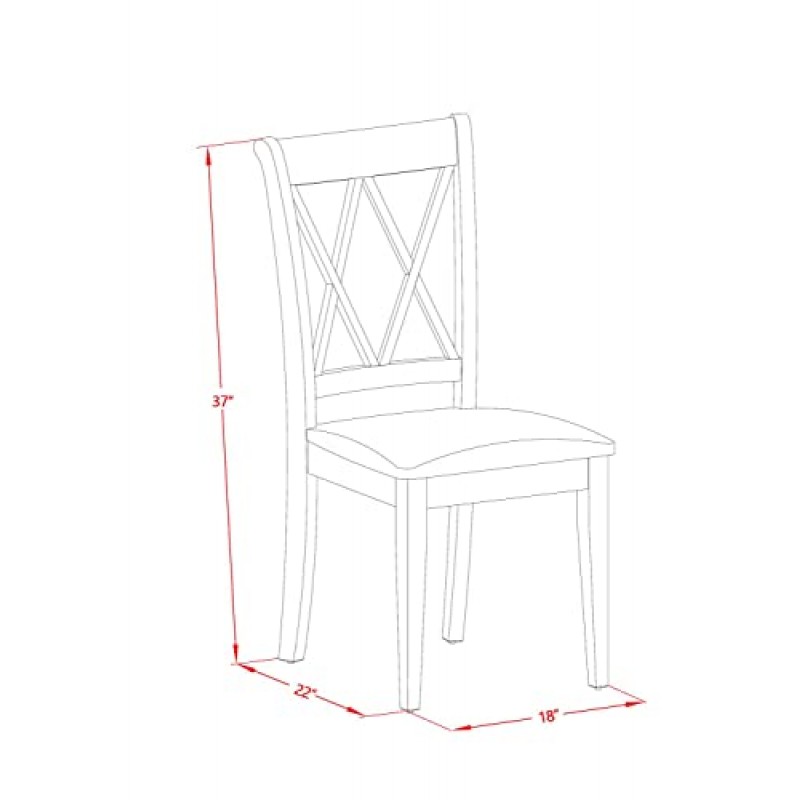 East West Furniture CLC-LWH-C Clarksville 주방 다이닝 체어 - 리넨 패브릭 덮개를 씌운 목재 의자, 2개 세트, 리넨 화이트
