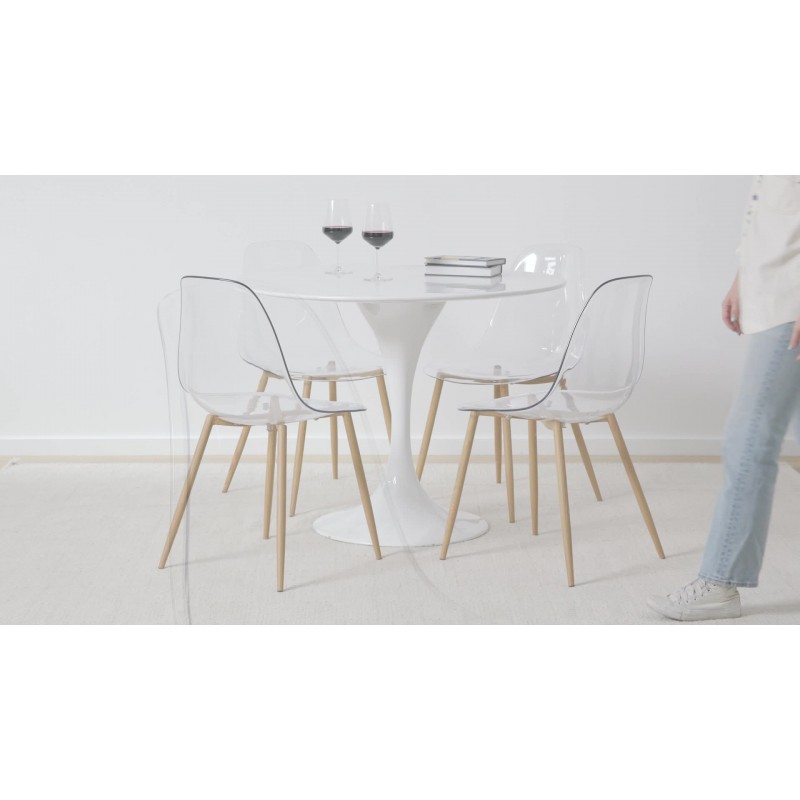 CangLong 아크릴 유령 크리스탈 클리어 시트, 주방, 식사, 거실, 손님, 침실, 4개 세트, 투명 4용 현대 플라스틱 쉘 액센트 사이드 의자