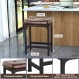 Aheaplus 바 스툴 2개 세트, 24인치 카운터 높이 스툴 안장 스툴, 금속 베이스가 있는 PU 가죽 바 스툴, 발판, 다이닝 룸용 산업용 스툴 주방 아일랜드, 카운터, 펍, 바, 브라운