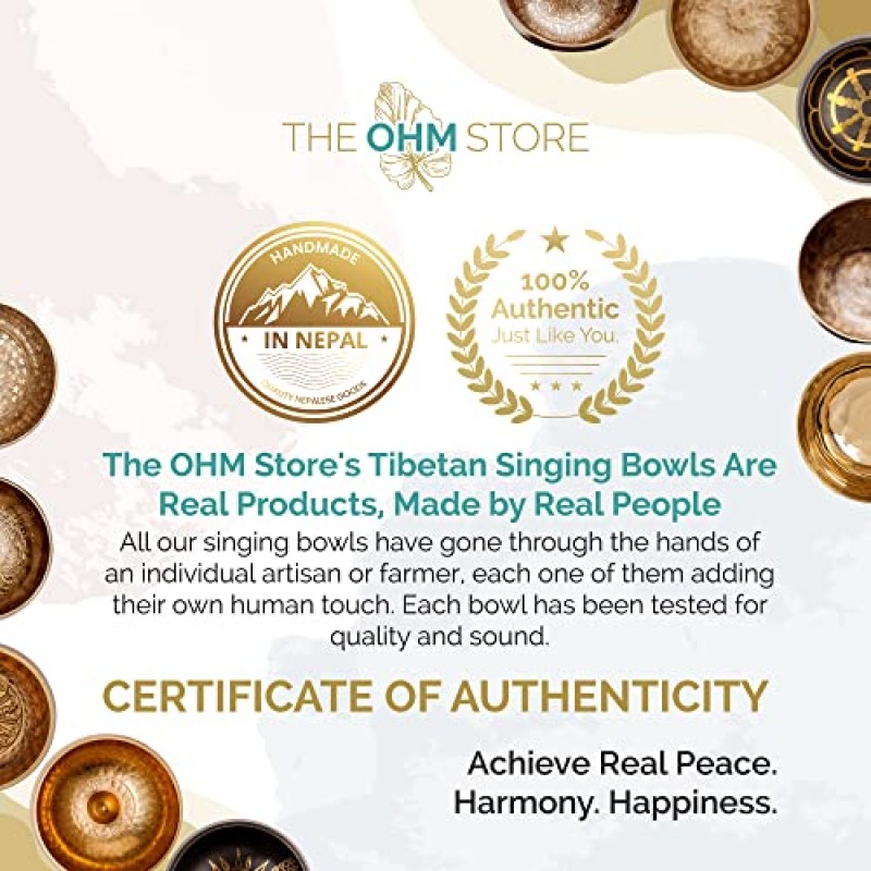 Ohm Store 티베트 노래 그릇 세트 — 요가, 차크라 치유, 마음 챙김 및 스트레스 해소를 위해 네팔에서 손으로 제작한 명상 소리 그릇