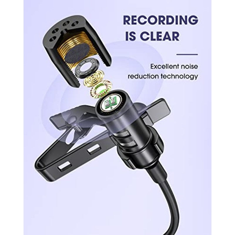 ttstar Lavalier 마이크 iPhone Lapel Mic for Video Recording with Long Cord 외부 옴니 마이크 플러그 앤 플레이 YouTube Vlogging 9.84ft