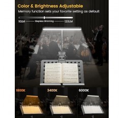 Glocusent 57 LED 슈퍼 브라이트 보면대 조명, 눈을 배려하는 클립형 피아노 조명, 3가지 색상 및 5가지 밝기, USB-C 충전식, 최대 140시간 지속, 피아노, 악보, 기타에 적합