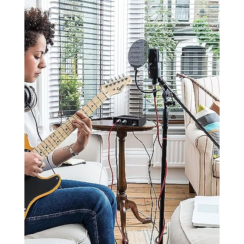 STRICH 2x2 컴퓨터 전문 녹음 오디오 인터페이스 터치 모델, 라이브 스트리밍용 USB 2.0, 팟캐스팅, Mac용 기타 인터페이스, PC, 초보자에게 이상적인 48V 팬텀 전원을 갖춘 음악 인터페이스