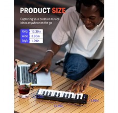 Donner 미니 MIDI 키보드, 속도 감지 미니 키 및 라이트업 로커 및 ​​음악 제작 소프트웨어가 포함된 N-25 25키 MIDI 컨트롤러, 40개의 무료 코스가 포함된 소형 MIDI 키보드