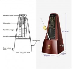 피아노 기타용 기계식 메트로놈 바이올린 베이스 드럼 및 기타 악기 초보자를 위한 큰 소리와 고정밀 트랙 비트 및 템포(나뭇결)