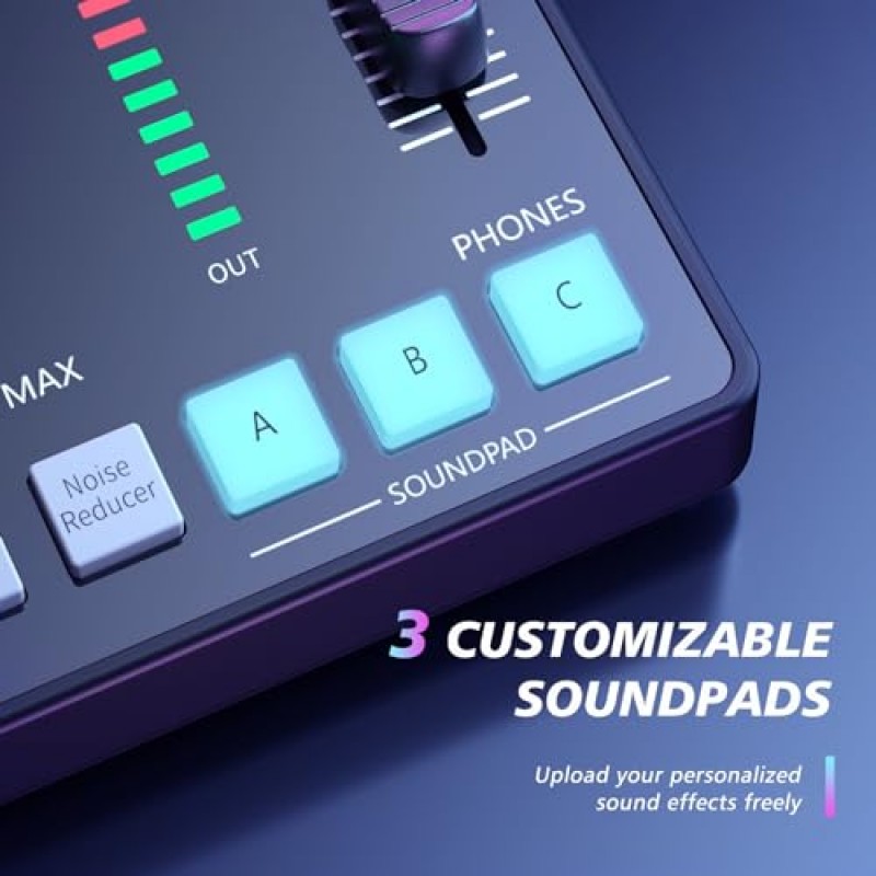 MAONO 스트리밍 오디오 믹서, 프로 프리앰프가 포함된 오디오 인터페이스, Bluetooth, 내장 배터리, 소음 제거, 라이브 스트리밍을 위한 48V 팬텀 전원, 팟캐스트 녹음, 게임 MaonoCaster AMC2 NEO