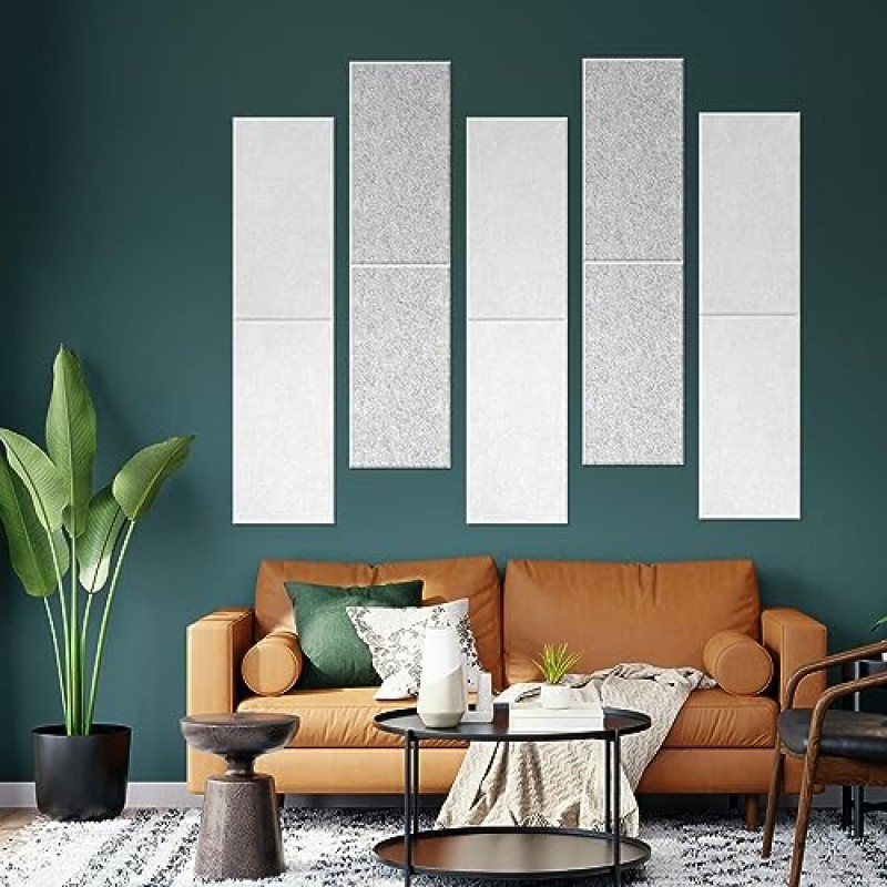 DrKlang 6 팩 음향 패널, 장식 방음 패널, 천장 및 벽 음향 처리 타일, 가정과 사무실의 반향과 소음을 줄이는 데 적합 - 흰색