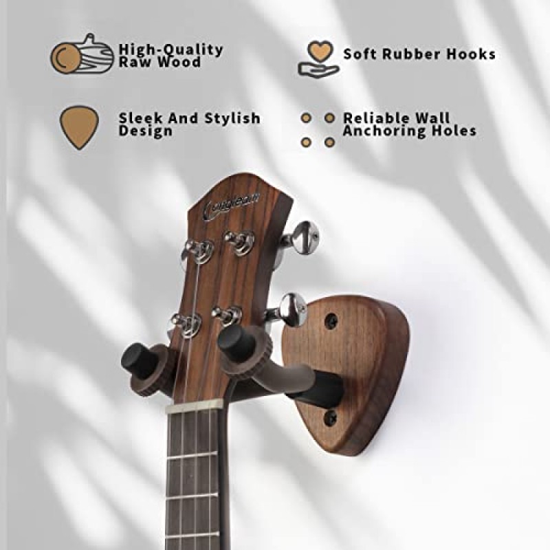 TENGAIMUC 기타 벽걸이 - 세련된 기타 걸이 및 홀더, 기타, 우쿨렐레, 밴조, 베이스, 바이올린에 적합 - 기타 선택 모양과 유사.