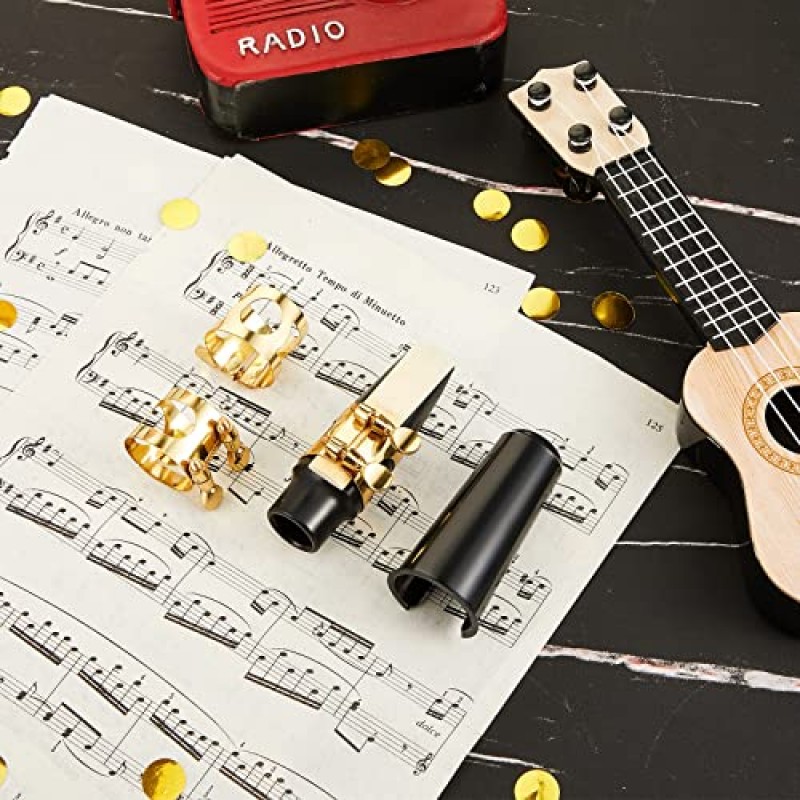 Fiada 2 Pcs 알토 색소폰 합자 알토 색소폰 합자 골드 알토 색소폰 마우스 피스 합자 조정 가능한 나사 색소폰 합자 색소폰 마우스 피스 악기 용 패스너