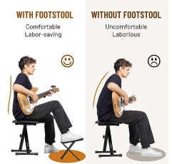 CAHAYA 기타 발판 6 위치 높이 기타 발판 접이식 클래식 기타 플레이어 CY0337용 고무 발 및 미끄럼 방지 고무 패드가 있는 추가 안정적인 발판 의자
