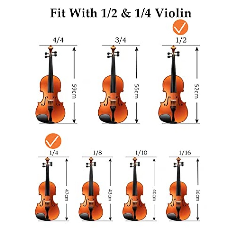 Fansjoy 바이올린 어깨 받침대(1/2 및 1/4 크기), 편안한 폼 패드 및 높이 조절 가능 다리 포함