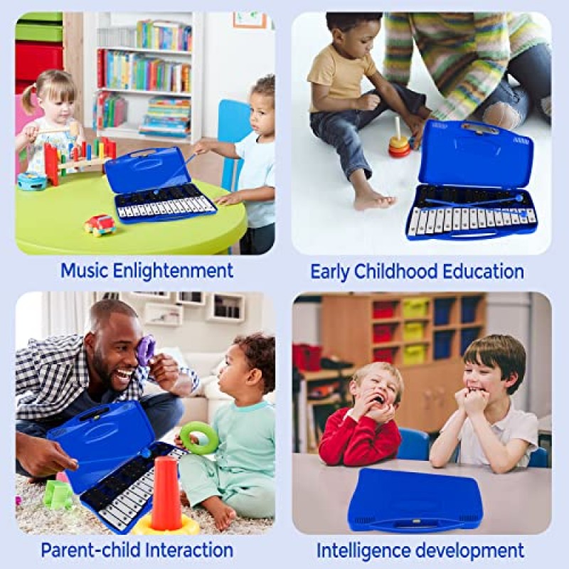 EASTROCK 실로폰, 25 노트 어린이를 위한 Glockenspiel 실로폰, 전문 실로폰 악기 음악 교육, 선물(블루)