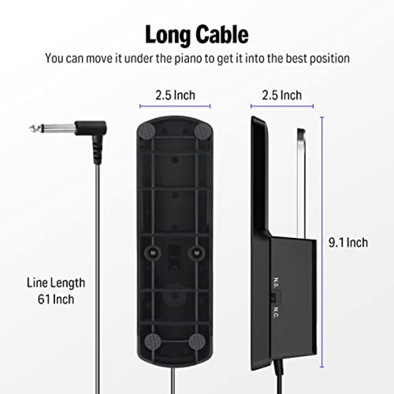 Donner 피아노 서스테인 페달, 디지털 피아노 전자 키보드용 키보드 서스테인 페달 MIDI 신디사이저, 견고한 내구성, 극성 스위치 포함, 1/4'(6.35mm) 입력 플러그, DSP-001