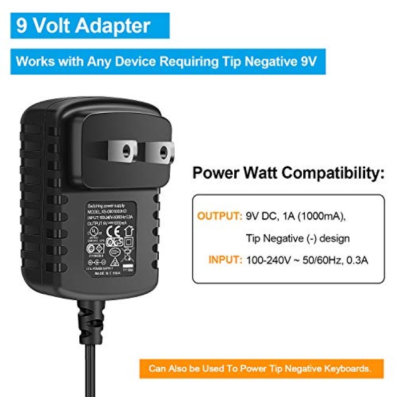 NEUMA 기타 효과 페달 전원 공급 장치 어댑터 9V DC 1A(1000mA) 케이블 5방향 데이지 체인 코드 포함