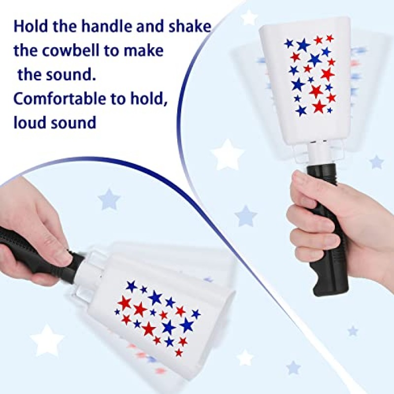 3 Pcs Cowbell Noisemaker 웨딩 금속 응원 암소 벨 스포츠 이벤트 축구 게임에 대 한 핸들 흰색 손 응원 시끄러운 호출 벨