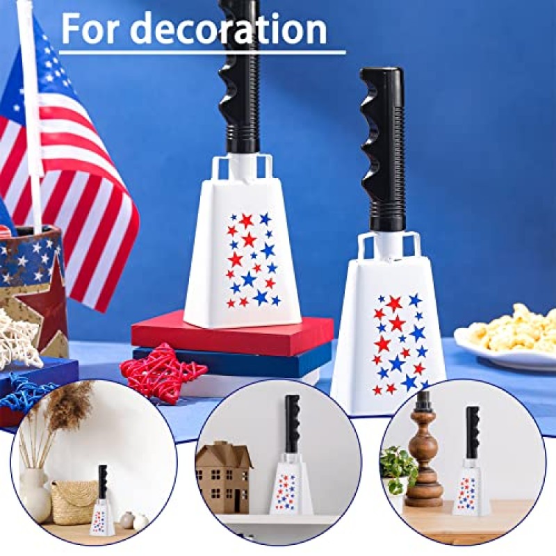 3 Pcs Cowbell Noisemaker 웨딩 금속 응원 암소 벨 스포츠 이벤트 축구 게임에 대 한 핸들 흰색 손 응원 시끄러운 호출 벨