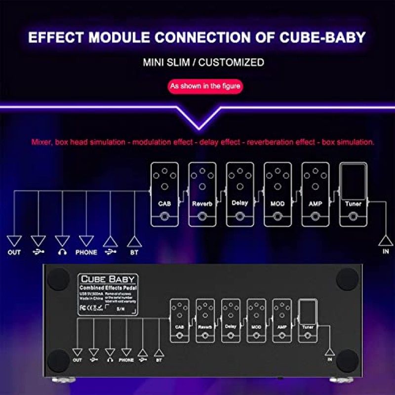 멀티 이펙트 기타 페달, 큐브 베이비 기타 멀티 이펙트 페달 딜레이 코러스 페이저 리버브 이펙트 페달