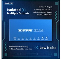 GHOST FIRE GP8-SV2 8출력 페달 전원 공급 장치 + 5V USB 출력 독립적인 단락 보호 기능을 갖춘 완전 절연형 보조 배터리