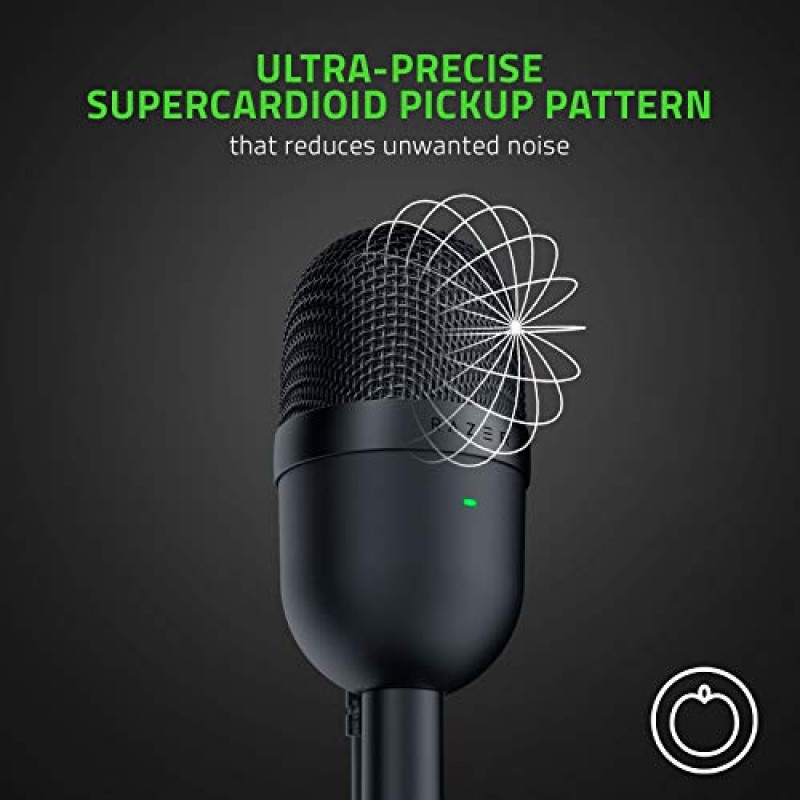 Razer Seiren 미니 USB 콘덴서 마이크: PC 스트리밍 및 게임용 - 전문가 수준의 녹음 품질 - 정밀한 초지향성 픽업 패턴 - 틸팅 스탠드 - 충격 방지 - 클래식 블랙