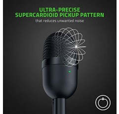 Razer Seiren 미니 USB 콘덴서 마이크: PC 스트리밍 및 게임용 - 전문가 수준의 녹음 품질 - 정밀한 초지향성 픽업 패턴 - 틸팅 스탠드 - 충격 방지 - 클래식 블랙