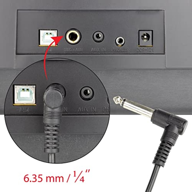 극성 스위치, 미끄럼 방지 고무 바닥 및 5.9피트 케이블을 갖춘 전자 키보드 및 디지털 피아노용 RockJam 범용 서스테인 페달