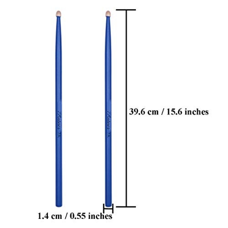 어린이와 초보자를 위한 Antner 3쌍 드럼 스틱 7A 클래식 메이플 우드 드럼스틱, 블루