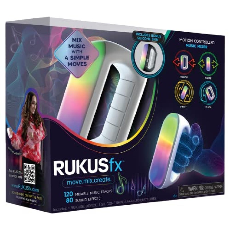 RUKUS Just Play RUKUSfx 모션 제어 음악 믹서, 조명 및 사운드 음악, 보너스 스킨 포함, 멀티컬러