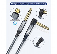 AkoaDa 1/4인치 TRS 오디오 케이블(2팩 15FT), 6.35mm 수 잭 밸런스드 스테레오 코드, 일렉트릭 베이스, 키보드, 믹서, 앰프/앰프, 스피커 등을 위한 6.35 악기 상호 연결 와이어