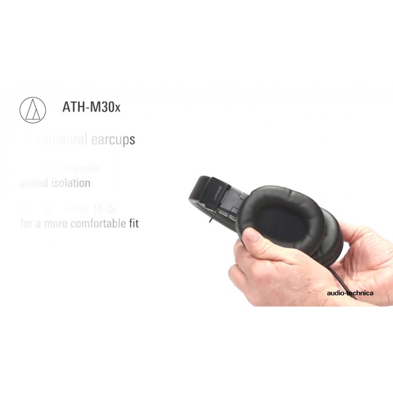 Audio-Technica ATH-M30x 프로페셔널 스튜디오 모니터 헤드폰, 블랙