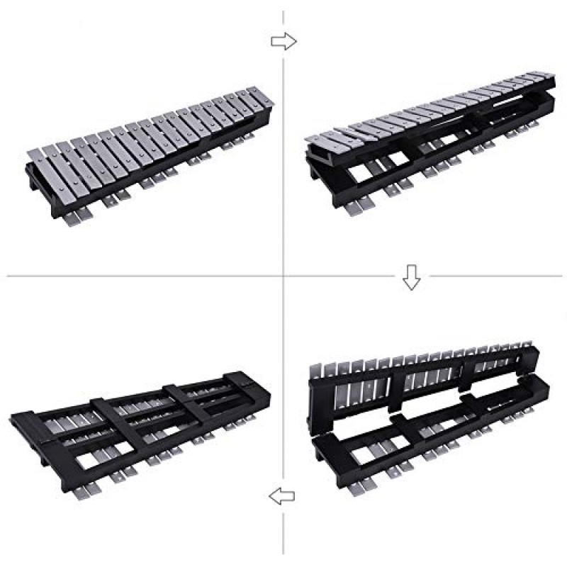 전문 Glockenspiel 30 노트 접이식 알루미늄 바 어린이 교육 타악기 말렛 및 운반 가방