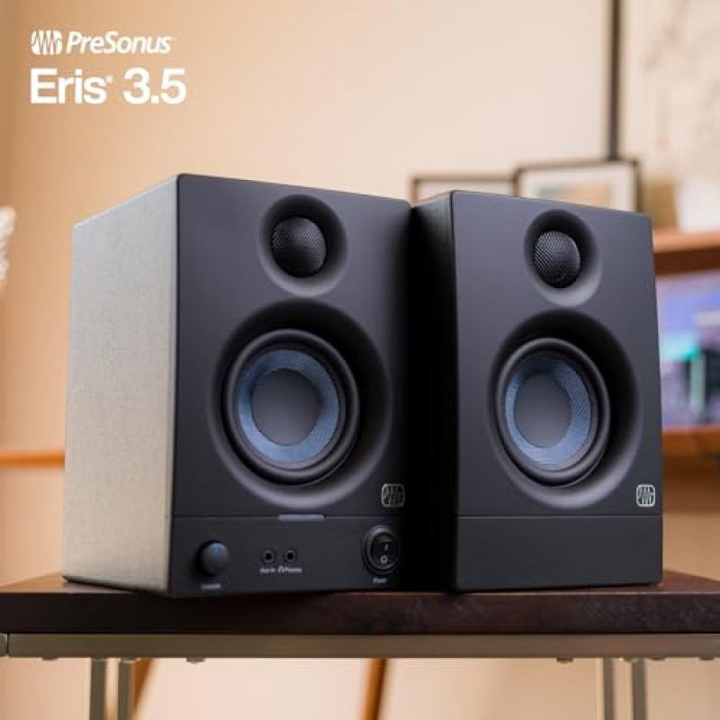 PreSonus Eris 3.5 Gen 2 — 멀티미디어, 게임, 스튜디오 수준의 음악 제작을 위한 3.5인치 전원 공급 데스크탑 스피커, 50W 전력