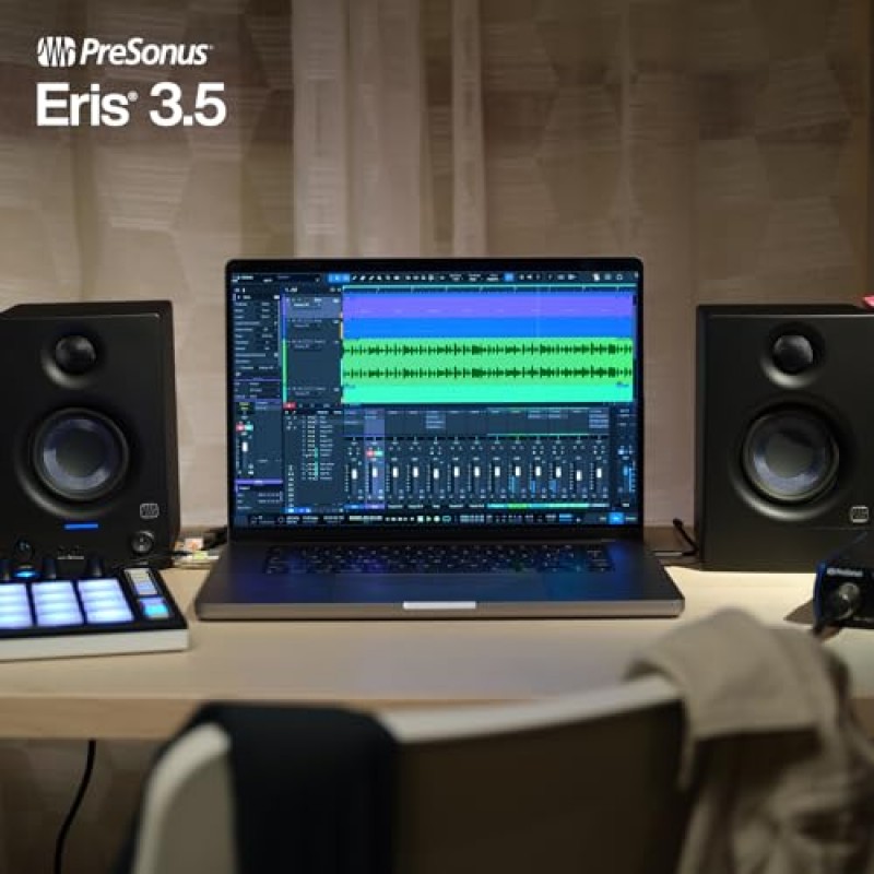 PreSonus Eris 3.5 Gen 2 — 멀티미디어, 게임, 스튜디오 수준의 음악 제작을 위한 3.5인치 전원 공급 데스크탑 스피커, 50W 전력