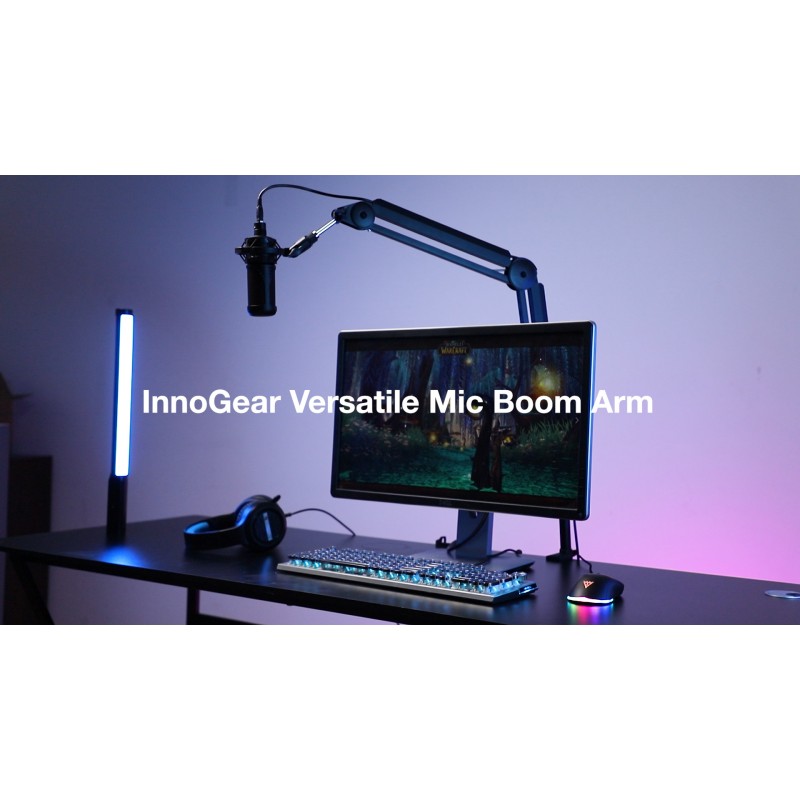 InnoGear 마이크 암, 붐 암 마이크 스탠드 데스크(마운트 클램프 포함) 케이블 관리 채널 분리형 라이저 Blue Yeti Snowball Hyper X QuadCast SoloCast AT2020 Shure SM7B MV7용 5/8