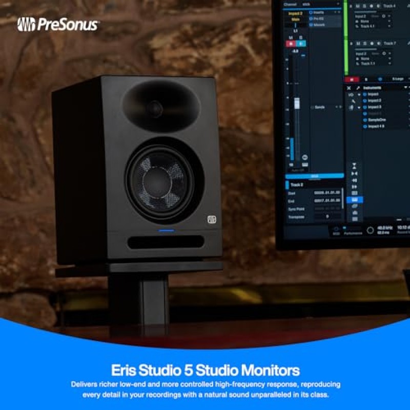 PreSonus Eris Studio 5 EBM 도파관이 포함된 5.25인치 2방향 액티브 스튜디오 모니터