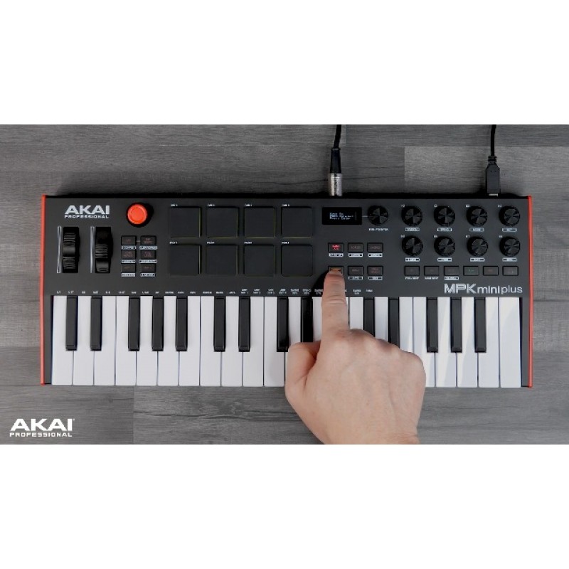 Akai Professional MPK Mini Plus - 미니 키 37개, MPC 패드 8개, 시퀀서, MIDI/CV/Gate I/O, 음악 제작 소프트웨어가 포함된 USB MIDI 키보드 컨트롤러